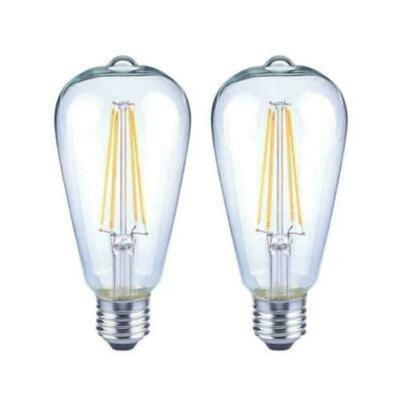Feit Electric Vintage Exposed Filament Clear Glass LED ST19  Feit Electric 60W ST19 Dimmable LED Clear Glass Vintage Edison Light Bulb 4-Pack